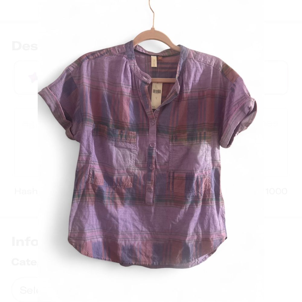 Pilcro Lavender and Navy Plaid Shirt